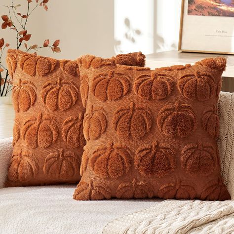 PRICES MAY VARY. Polyester PREMIUM MATERIAL:The front is made by plush faux wool and back by velvet fabric,Including 2 fall pillow covers 20 x 20 Inch without inserts.They are suitable for fall decoration. ELEGANT DESIGN: Unique embroidered pumpkin pattern is suitable for fall or halloween decor. Our pillow covers have good workmanship, zigzag over-lock stitches are tightly sewn without loose threads. HIDDEN ZIPPER: Invisible zipper is sewn well on the edge for smooth placement and easy removal. Fall Throw Pillow, Decorative Pumpkin, Couch Pillow Covers, Fall Throw Pillows, Fall Pillow Cover, Embroidered Throw Pillows, Couch Cushion, Pumpkin Pillows, Garden Pillows