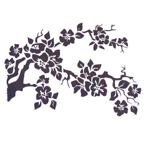 Cherry Blossom Stencil, Mylar Stencil, Flower Stencil, art supply... ($13) ❤ liked on Polyvore featuring home, home decor, doodle, filler, scribble and cherry blossom home decor Cherry Blossom Stencil, Stencil Flower, Craft Stencils, Tree Branch Wall, Cherry Blossom Painting, Adhesive Stencils, Romantic Shabby Chic, Blooming Trees, Liquid Paint