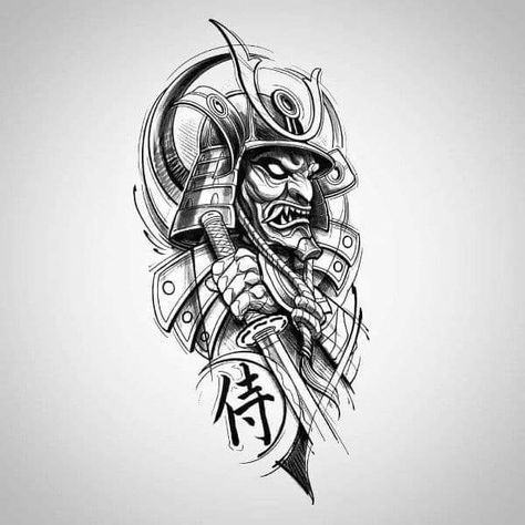 Samurai Tattoo Sleeve, Samurai Warrior Tattoo, Guerriero Samurai, Japanese Tattoos For Men, Samurai Tattoo Design, Egypt Tattoo, Warrior Tattoos, Chest Piece Tattoos, Mask Tattoo