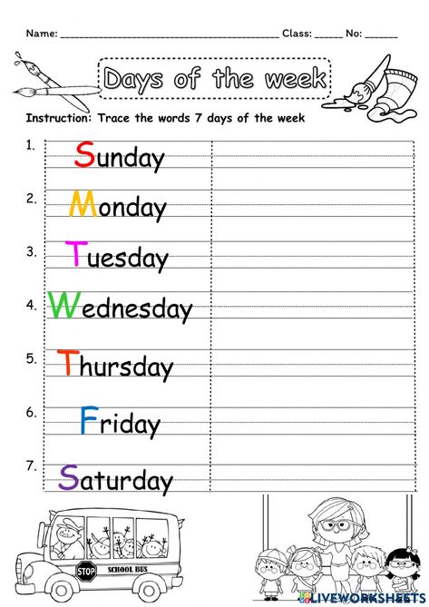 Trace Days Of The Week, Days Of The Week Handwriting, Days Of The Week Worksheet Grade 1, Days Of The Week Worksheet Kindergarten, Days Of The Week Activities For Kids, Days Of The Week Worksheet Preschool, Days Of Week Worksheet, Tracing Days Of The Week, Days Worksheet