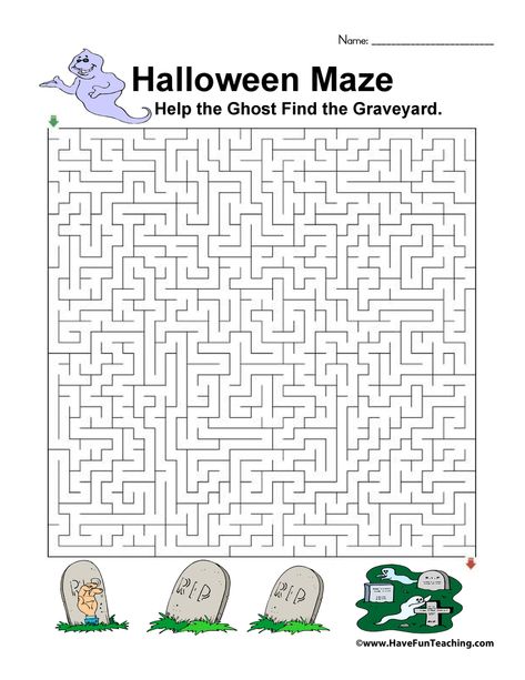 Hard Halloween Maze Halloween Games Activities, Hard Mazes, Halloween Maze, Halloween Puzzles, Halloween Resources, Homeschool Preschool Activities, Halloween Worksheets, Mazes For Kids, Have Fun Teaching