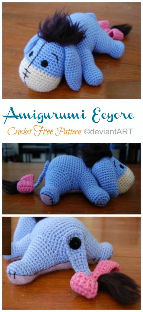 Amigurumi Eeyore Donkey Crochet Free Patterns - Movie #Character Free #Crochet; Patterns Amigurumi Eeyore, Disney Crochet Patterns, Crochet Free Patterns, Crochet Toys Free, Confection Au Crochet, Crochet Disney, Pola Amigurumi, Crochet Animals Free Patterns, Crochet Amigurumi Free Patterns