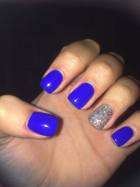 Blue Nails Short, Royal Blue Nails, Blue Glitter Nails, Square Nail Designs, Blue Acrylic Nails, Short Square Nails, Short Square Acrylic Nails, Short Acrylic, Unique Acrylic Nails