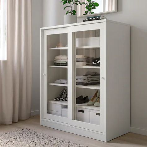 SYVDE Cabinet with glass doors, white - IKEA Ikea Syvde, Ikea Inspiration, Ikea Store, Spa Bathroom, Ikea Ideas, Glass Cabinet Doors, Cabinet Ideas, Closet Organizer, Chaise Design