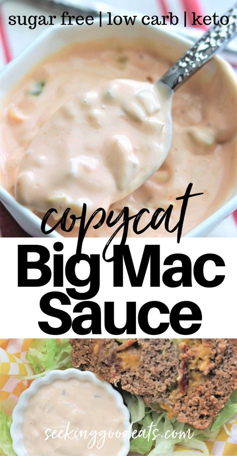 Keto Big Mac Sauce, Big Mac Sauce Recipe Copycat, Keto Big Mac, Hamburger Sauce, Mac Sauce Recipe, Big Mac Sauce Recipe, Big Mac Sauce, Mac Sauce, Big Mac Salad