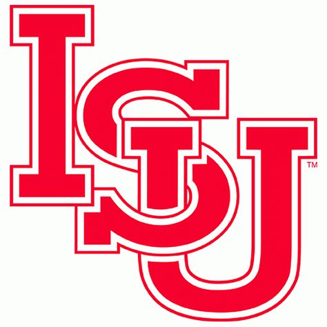 Illinois State Redbirds Alternate Logo (1964-1993) - ISU in red interlocking letters positioned diagonally College Canvas, Graphic Design Type, Dream University, Illinois State University, University Dorms, Secondary Logo, Iowa State University, Grad Caps, High School Graduation Party