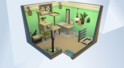 Cat Room Sims 4, Sims 4 Pet Room Ideas, Sims 4 Pet Room, Sims 4 Playroom, Sims Room, Sims Rooms, Cat Apartment, Plants Cute, Sims Pets