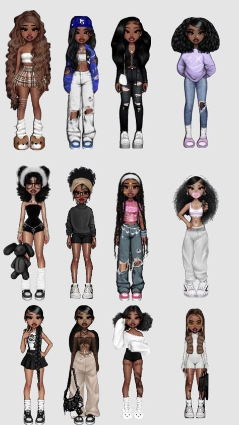 Bratz Outfit Black Women, Brats Inspired Outfits, Bratz Dolls Aesthetic Outfits, Bratz Doll Outfits Inspiration, Brat Dress To Impress, Overdressed Outfits, Bratz Outfit Ideas, Bratz Fits, Horror Movie Outfits