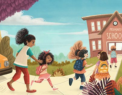 First Day Of School Illustration, First Day Of School Drawing, School Illustration Art, Classroom Illustration, Book Illust, Kids Going To School, Entering School, First Day At School, Classroom Charts