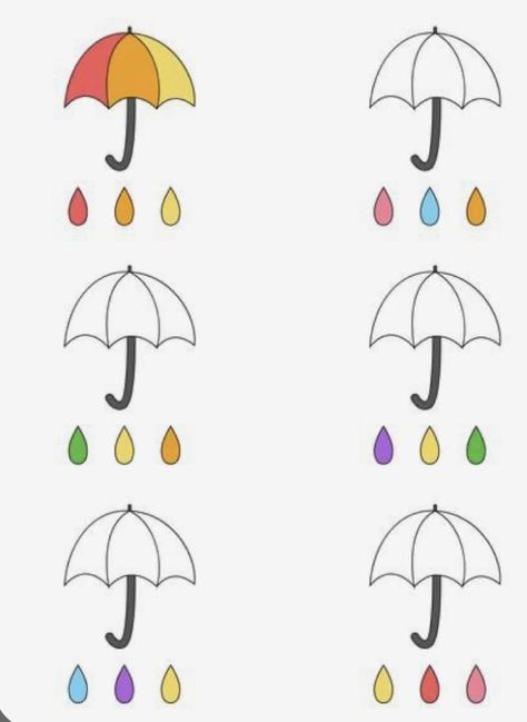 Coloring For Preschool, Preschool Patterns, Coloring Games, Preschool Workbooks, Cute Umbrellas, Kids Worksheets Preschool, Preschool Activities Toddler, Alphabet Activities Preschool, Match Colors