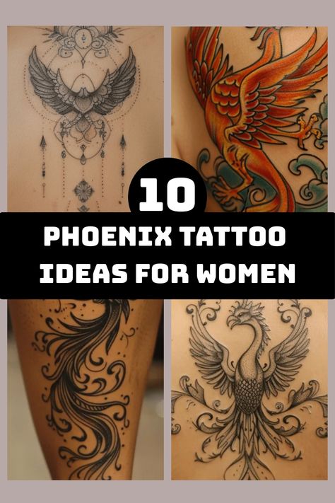 Explore the beauty and strength of phoenix tattoos for women with these creative and inspiring tattoo ideas. Whether you're looking for a feminine Phoenix tattoo design or unique Phoenix tattoo ideas, this collection offers a variety of stunning options to choose from. Embrace the symbolism of rebirth, renewal, and transformation with a graceful Phoenix tattoo that embodies power and grace. Find the perfect Phoenix tattoo to express your inner fire and resilience in style. Fire And Ice Phoenix Tattoo, Feminine Phoenix Tattoos, Beauty From Ashes Tattoo Ideas, Tattoo Pheonix Women, Geometric Phoenix Tattoo Design, Phoenix And Fire Tattoo, Pheonix Tattoo For Women On Thigh, Pheonix Tattoo For Women On Arm, Where To Put A Tattoo For Women