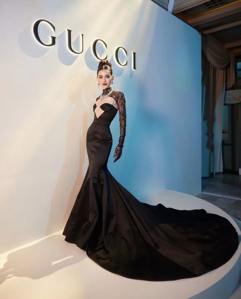 Gucci Black Dress, Gucci Gown, Davika Hoorne, Runway Gowns, Gucci Dress, Looks Party, Fantasy Gowns, Glam Dresses, Beautiful Gowns