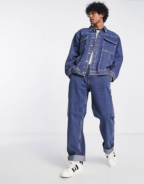 Men's Two-piece | Men's Two-piece Outfits & Matching Sets | ASOS Denim Set Outfit Men, Gq Photoshoot, Outfits Matching, Denim Set, Closet Wishlist, Denim Outfits, Graphic Inspiration, Double Denim, Man Set