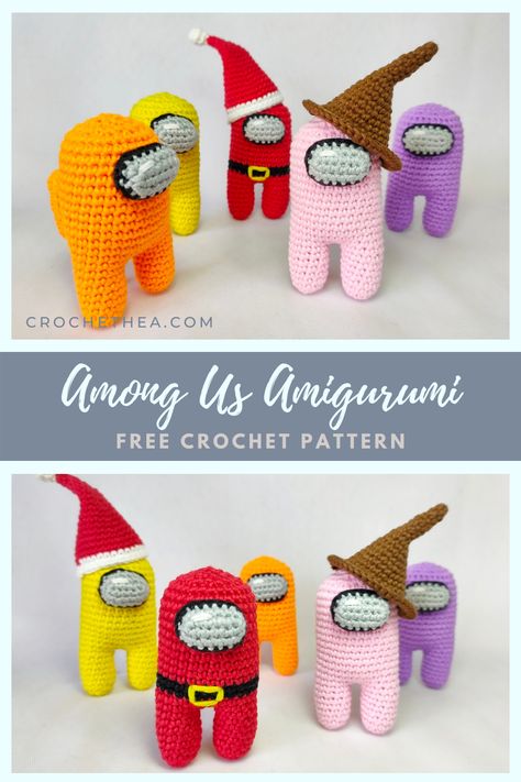 Among Us Hats Crochet, Crochet Among Us Free Pattern, Among Us Crochet Pattern Free, Among Us Crochet Pattern, Crochet Among Us, Among Us Crochet, Minion Crochet Patterns, Single Crochet Decrease, Simple Stitch