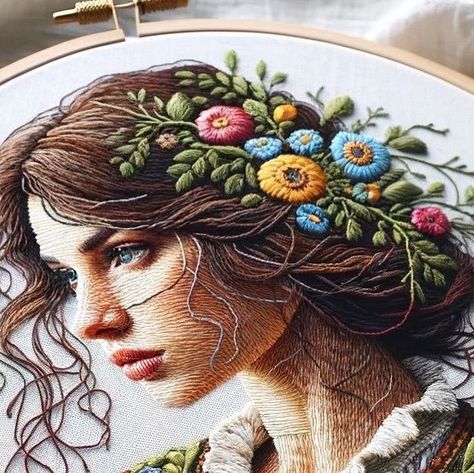 Embroidery Faces, Painting With Embroidery, Idea Embroidery, Hoops Embroidery, Hair Embroidery, Embroidery Face, Portrait Embroidery, Face Embroidery, Embroidery Painting