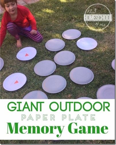 Giant Outdoor Memory Game for Kids - What a great way to practice sight words, math problems, matching and more for preschool, kindergarten and elementary age kids! Summer Activity for kids! Outdoor Games For Preschoolers, 123 Homeschool 4 Me, Practice Sight Words, School Age Activities, Summer Camp Activities, Summer Preschool, Memory Games For Kids, Outdoor Game, Summer Activity