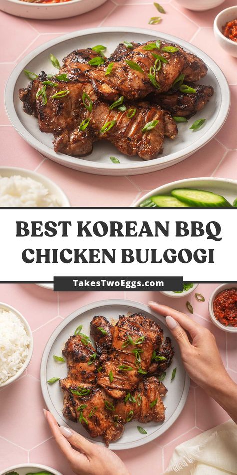 Chicken Bulgogi Recipe Korean Food, Chicken Thigh Korean Recipe, Korean Chicken Crockpot Recipes, Chicken Korean Bbq, Korean Chicken Marinade Sauce Recipes, Chicken Bugolgi, Korean Chicken Bulgogi Recipe, Bulgogi Recipe Chicken, Korean Marinated Chicken