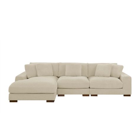 Corduroy Sectional, Corduroy Upholstery, Beige Couch, Beige Sectional, Brown Sectional, Gray Sectional, Basement Living, Sectional Sofa With Chaise, Cozy Dog Bed