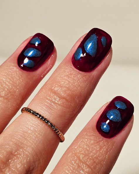 dragon eggs! I've been missing with the naming of my nail looks lately 😅🥚 Ft. @bkind.products Pinot Meow*, Foolish Games*, Top Coat*, Cuticle Oil* Code TSIBSNAILS for 15% off! *affiliate #burgundy #grungenails #shortnails #spookyseason #webs #halloweennails #autumn #autumnal #nailinspo #squarenails #spookynails #blue #torontonails #nailinspo #naturalnails #wine #nailstagram #winternails #easynailart Short square squoval natural nails. Get ready with me. Spooky halloween inspired nails. Bu... October Pedicure Colors, Short Halloween Nails Gel, Halloween Inspired Nails, Dragon Eggs, Pedicure Colors, Nail Looks, Squoval Nails, October Nails, Grunge Nails