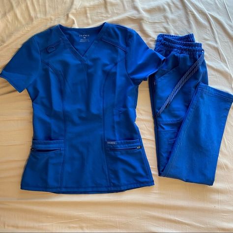 JAANUU Royal Blue Scrub Set XS Royal Blue Scrubs, Dark Blue Colour, Blue Scrubs, Scrub Sets, Blue Colour, D Ring, Scrubs, Royal Blue, How To Wear