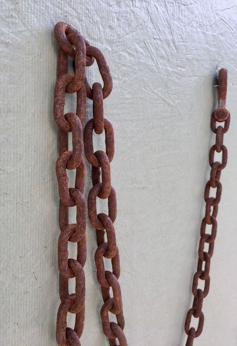 Chains Art, Rusty Chain, Hang Plants, Goat Man, Light Fixture Covers, Chain Art, Chain Tattoo, Tahoe House, Antique Industrial