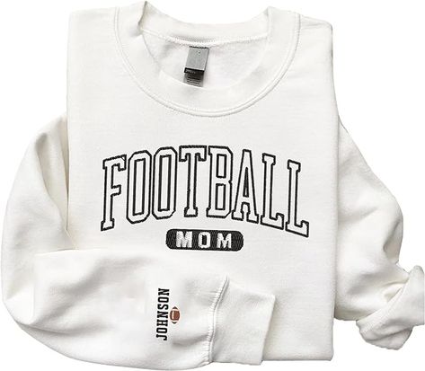 GodLover Custom Embroidered Football Mom Sweatshirt, Custom Name On Sleeve, Football Girlfriend Shirt, Football Mom, Football Mama Sweatshirt, Football Lover Gift, Gift For Men Women Black Football Girlfriend Shirts, Football Lover Gifts, Football Girlfriend, Make Your Own Shirt, Girlfriend Shirts, Basic Wear, Football Lovers, Mama Sweatshirt, Custom Sweatshirts