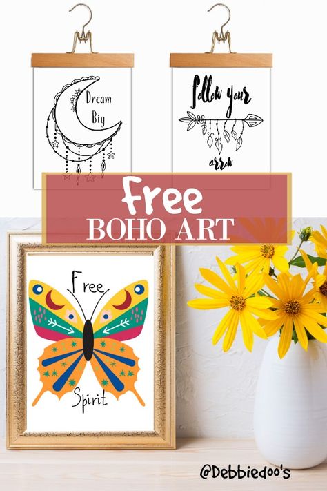 BOHO Printables Free art - Debbiedoos Free Printable Boho Art, Boho Printables Free, Boho Prints Art Free, Free Boho Printable, Boho Pictures For Wall, Free Stencils Printables Templates, Boho Printables, Free Craft Supplies, Boho Images