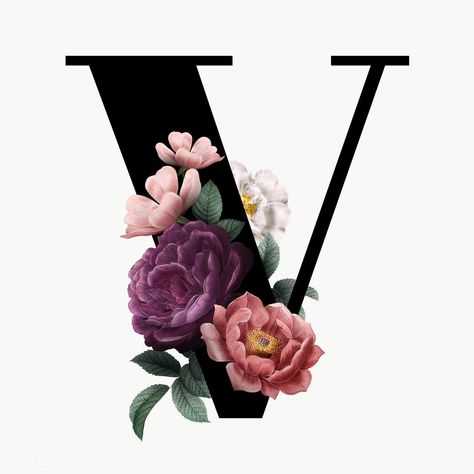 Alphabet Font, Floral Alphabet, Letter V, Elegant Floral, Alphabet, Floral, Design