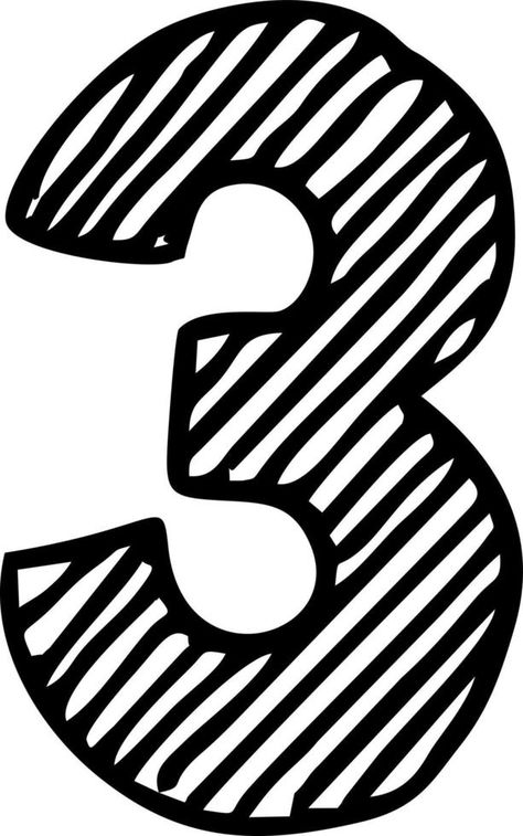 Numeral three letter vector sketch. Hand drawn vector number Hamster Pics, Letter Vector, Vector Sketch, Hand Drawn Vector, Creative Drawing, Number 3, Toddler Crafts, Hand Drawn, Vector Free