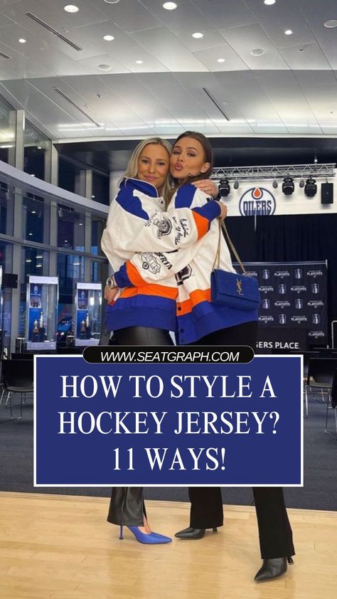 In this post you will find 11 trendy ways on how to style a hockey jersey! #hockeyjersey #jersey #style #trend Hockey Girl, Jersey Style, Hockey Mom, Hockey Jersey, Jersey Design, Ice Hockey, Elegant Style, Chic Style, Hockey