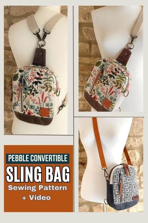 Backpack Sewing Patterns Free, Rucksack Sewing Pattern, Sling Bag Diy Free Pattern, Crossbody Sewing Pattern, Cross Body Sling Bag Pattern Free, Diy Sling Bag Pattern, Sling Bag Pattern Free, Convertible Bag Pattern, Cross Body Bag Pattern Free