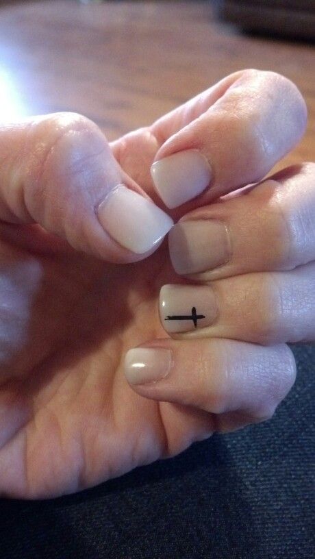 Essie polish... Black cross nail art. Cross Painted On Nails, Nails With A Cross Design Simple, Nail Designs With Crosses Faith, Bible Nail Art, Cross Easter Nails, White Nails With Black Cross, Lent Nail Designs, Resurrection Nails, Easter Nails Christian