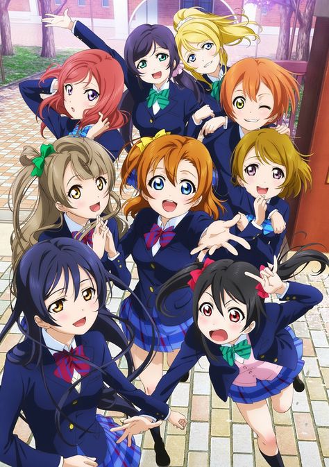 Winter 2013 -- Love Live! School Idol Project Love Live School Idol Project, Anime Poster, Friend Anime, Foto Poses, School Uniforms, Group Photo, Promo Videos, Big Hero 6, Love Live