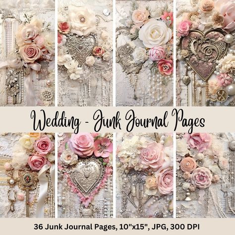 Wedding Junk Journal Pages Bridal Images Digital Downloads Printable Images Marriage Journal Romance Craft Supplies Romantic Scrapbook Wedding Junk Journal Ideas, Wedding Junk Journal, Marriage Journal, Romantic Scrapbook, Printable Images, Junk Journal Pages, Vintage Junk Journal, Printable Image, Journal Pages