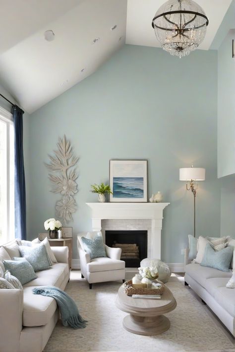 Immerse yourself in a tranquil oasis with Sea Salt (SW 6204), the best paint choice for 2024! Join us for a daily interior designer routine filled with inspiring decor ideas. #Ad #homedecor #homedesign #wallpaints2024 #Painthome #interiorarchitecture Wall Colors Green Living Room Colors Bright Living Room Colors Apartment Renovation Living room Remodeling Modern Paint Colors 2024 Recycled Glass Paint Color Behr Bedroom, Bright House Interior Colour, Modern Wall Paint Colors, Sea Salt Accent Wall, Sea Salt Color Scheme, Paint Color Schemes For Living Room, Craft Room Wall Color, Beach House Colors Interior Walls, Sea Salt Living Room