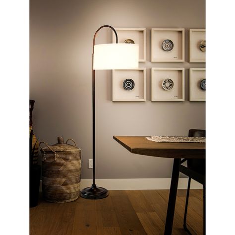 Brightech Nora 68 in. Black Contemporary Arc Floor Lamp with Drum Shade and Adjustable Height - Bed Bath & Beyond - 35419279 Mid Century Modern Floor Lamps, Black Mid Century Modern, Free Standing Lamps, Tall Lamp, Urban Decor, Tall Lamps, Arched Floor Lamp, Led Floor, Floor Standing Lamps