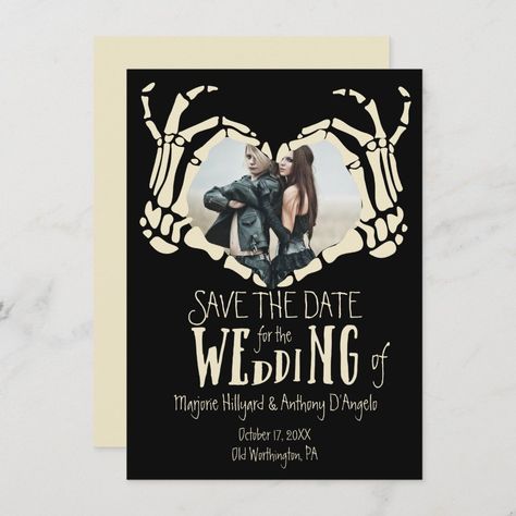 Dark Theme Wedding, Gothic Wedding Theme, Halloween Wedding Invitations, Dark Wedding Theme, Hand Photo, Save The Date Ideas, Goth Wedding, Dark Wedding, Photo Save The Date