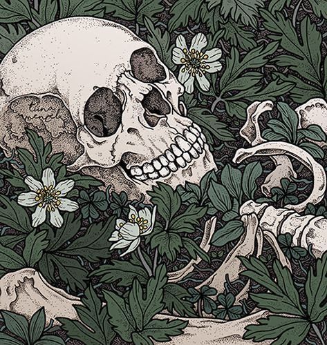 A Drawing, Skeleton, Tattoos, Flowers, Black, Art