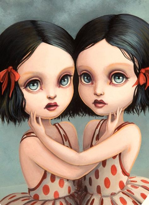 mgraves1 The Twins Mab Graves, Mark Ryden, Art Beat, Seeing Double, Big Eyes Art, Hair Kids, Lowbrow Art, Pop Surrealism, Double Trouble