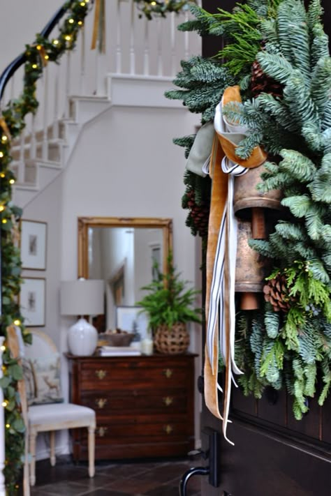 Timeless Christmas Home Tour Ballard Designs Christmas, Cape Cod Christmas Exterior, Christmas Home Tours 2024, Stone Gable Christmas, Buffet Table Decorating Ideas, Cotswolds Christmas, English Country Christmas, English Cottage Christmas, Cottage Christmas Decor