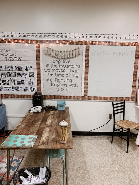 Song Bulletin Board Ideas, Fairy Light Classroom, Fairy Lights Classroom Decor, Lights Around White Board Classroom, Classroom Taylor Swift, Fairy Lights In Classroom, Taylor Swift Bulletin Board School, High School White Board, Fairy Lights Classroom