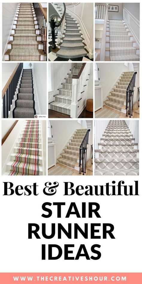 Discover the versatility of stair runners with landing, black stairs, dark wood, and DIY options. Whether you have a small staircase or a grand one, find ideas for modern, painted, and hardwood styles. Elevate your home's aesthetic with these stunning carpet solutions, ideal for both neutral hallways and bold basements. Stair Runners Ideas Hardwood, Old Stairs Makeover, Hardwood Stairs With Runner, Carpets For Stairs And Landing, Wood Stairs With Carpet Runner, Stair Runner With Landing, Stair Runners Ideas, Neutral Stair Runner, Stair Carpet Ideas