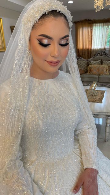 HijabBeauty on Instagram: "The beautiful • M O N A • 🤍 • • • Makeup: @sharisofly Dress: @monalisa_boutique Hijab: @hijab_beauty03 • • • Hijabbeauty #hijabbride #hijabveil #bride #bridallook #makeuplook #headpiece #turban #turbanstyle #weddinginspiration #weddingday #weddingdresses #turbantutorial #bridestyle #makeupoftheday #cleveland" Wedding Turban Brides, Turban Bride, Nikkah Veil, Hijab Headpiece, Muslim Wedding Dress Hijab Bride, Bridal Turban, Hijabi Bride, Wedding Attire For Women, Hijabi Wedding