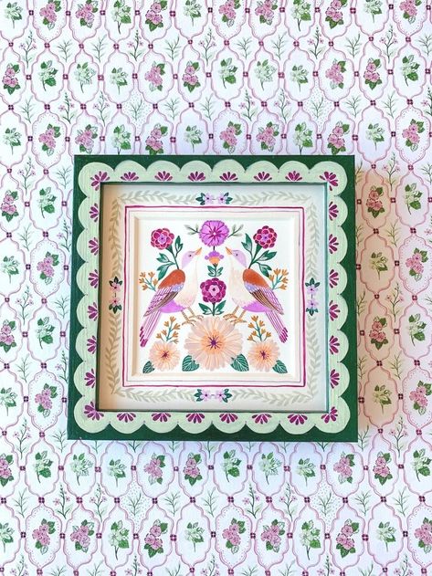 Hand Painted Picture Frames Ideas, Painting Over Paintings, Hand Painted Picture Frame, Hand Painted Frames Diy, Painted Picture Frames Diy, Picture Frame Painting Ideas Diy, Frame Painting Ideas, Hand Painted Picture Frames, Painting Picture Frames