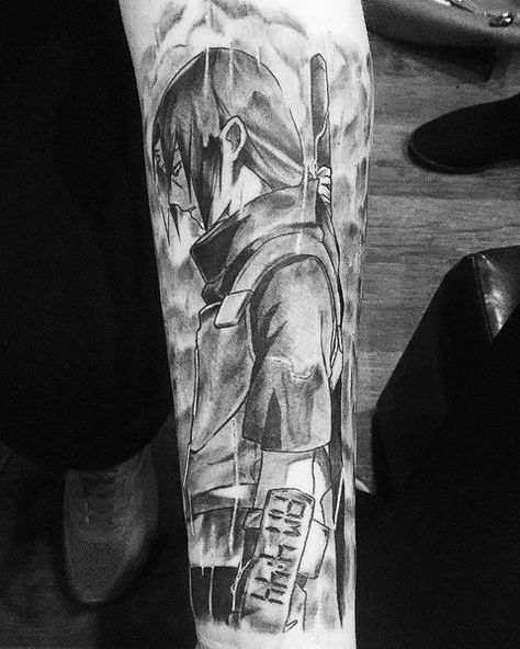 30 Naruto Tattoos - The Body is a Canvas #Naruto #tattoos #tattooideas Anime Tattoos Half Sleeve, Itachi Sleeve Tattoo, Itachi Tattoos, Itachi Tattoo Ideas, Luffy Tattoo, Itachi Tattoo, Naruto Tattoos, Anime Sleeve, 16 Tattoo