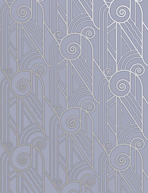 Volute Periwinkle - ELLEDecor.com Art Deco Wallpaper Iphone, Art Deco Wall Paper, Wallpaper Art Deco, Floral Backgrounds, Deco Wallpaper, Art Deco Inspiration, Art Deco Bathroom, Colors Schemes, Art Deco Wall