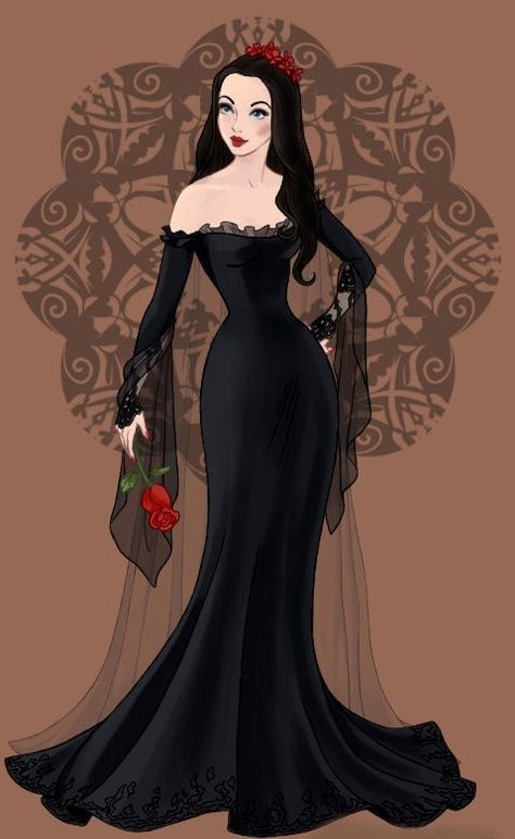 Azaleas Dolls, Doll Wedding Dress, Gomez And Morticia, Wedding Dress Design, Dress Illustration, Morticia Addams, Goth Wedding, Dress Up Games, Fashion Drawing Dresses