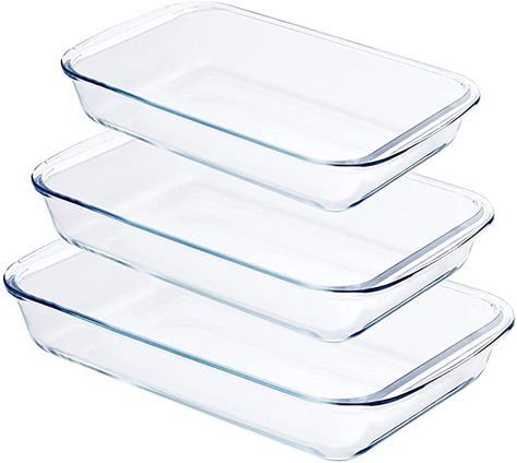 Amazon.com: 3-Piece Glass Baking Dish Set, Clear Glass Bakeware Set, Baking Pans for Lasagna, Freezer-to-Oven and Dishwasher Safe (1L, 1.5L, 2L): Home & Kitchen Glass Bakeware Set, Glass Bakeware, Baking Dish Set, Glass Pan, Oven Pan, Baked Casserole, Oven Dishes, Glass Baking Dish, Bakeware Set