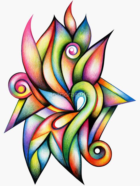 "Star" Sticker by sandrarede | Redbubble Abstract Art Pencil Colour, Abstract Colour Pencil Drawings, Easy Colour Pencil Art, Abstract Drawing Ideas Pencil, Colour Shading Drawing, Colourful Drawing Ideas Easy, Colorful Mandala Drawing Easy, Color Pencil Art Drawings Easy, Colour Pencil Art Drawings