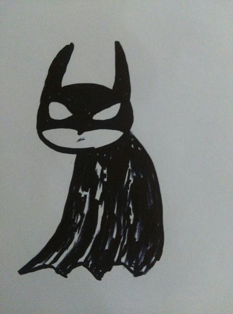 Cute little Batman😍 Batman Drawing Reference, Batman Art Sketch, Batman Art Drawing Easy, Lego Batman Drawing Easy, Batman Doodle Easy, Gotham Drawings, Simple Batman Drawing, Batman Doodle Art, Cute Batman Drawing